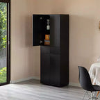 Basicwise 66 Kitchen Pantry Cabinet with 4 Doors, 3 Adjustable Shelves, 2 Cabinets with 1 Drawer  Elegant Freestanding Farmhouse Storage