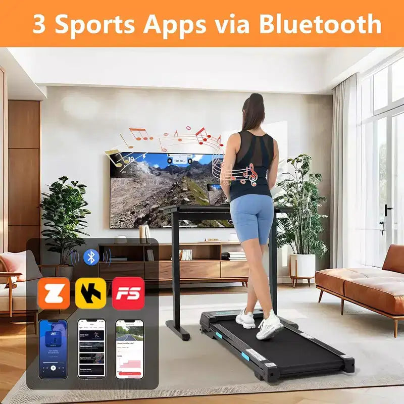 Ksports 3 in 1 Pro Electric Folding Treadmill Home Gym Cardio Strength Training Workout Set with Ab Mat, Sit Up Strap, Navy