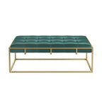Perdita Gold Finish Velvet Rectangular Tufted Ottoman by iNSPIRE Q Bold
