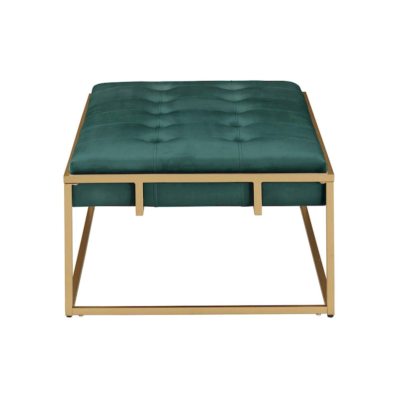 Perdita Gold Finish Velvet Rectangular Tufted Ottoman by iNSPIRE Q Bold