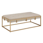 Perdita Gold Finish Velvet Rectangular Tufted Ottoman by iNSPIRE Q Bold