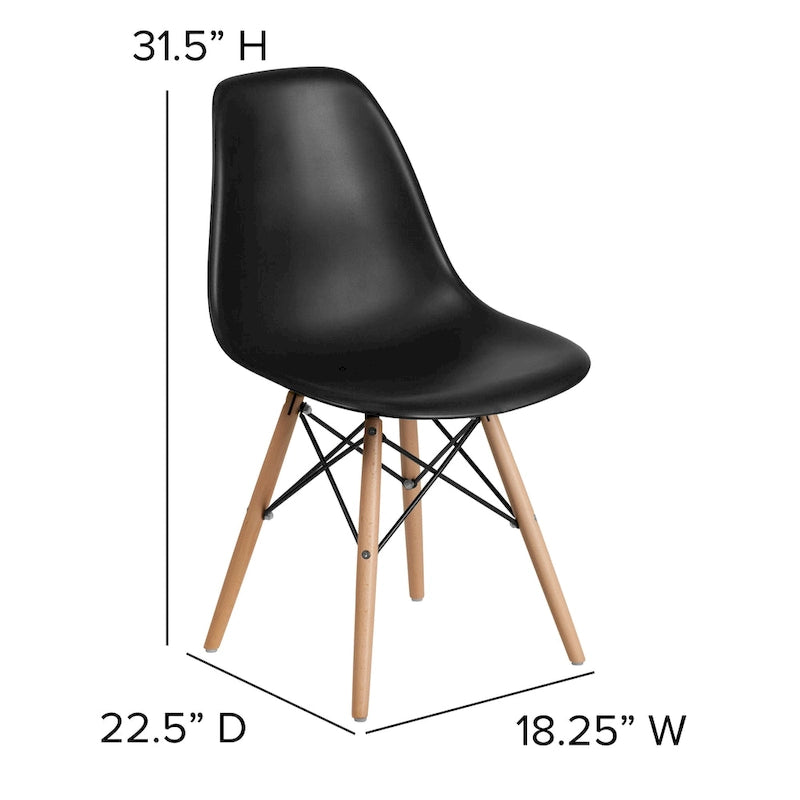 Sedia in plastica con gambe in legno