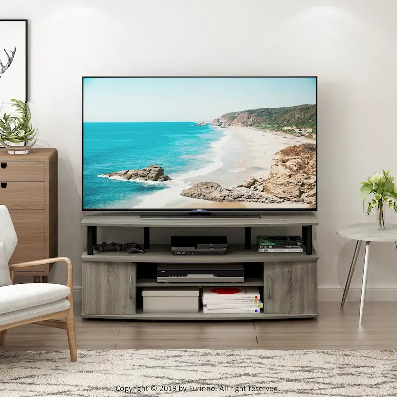 Furinno JAYA Mobile TV Stand con 3 mensole, per TV fino a 55 pollici