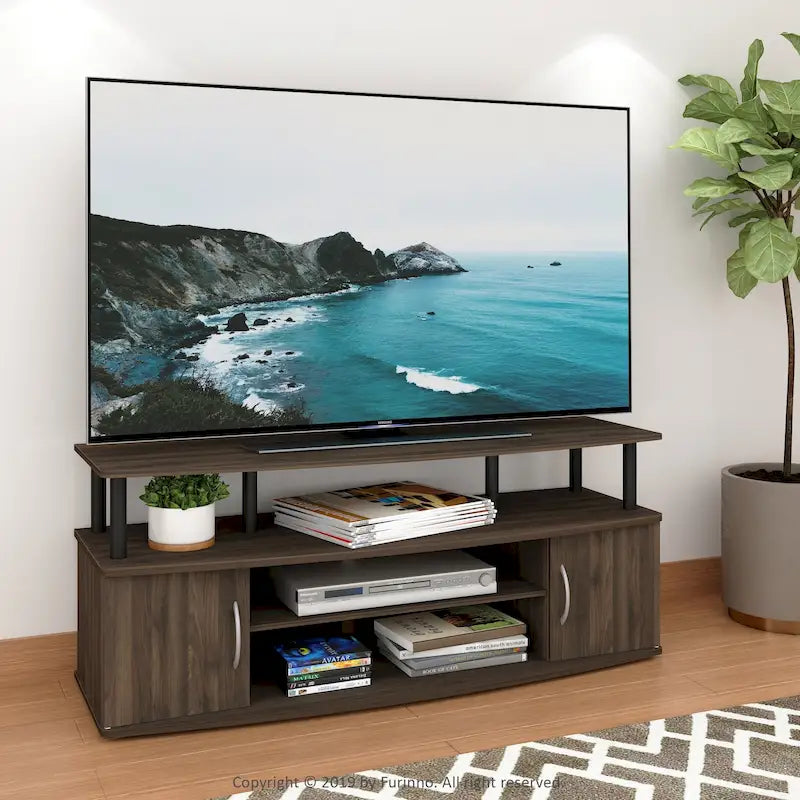 Furinno JAYA Mobile TV Stand con 3 mensole, per TV fino a 55 pollici
