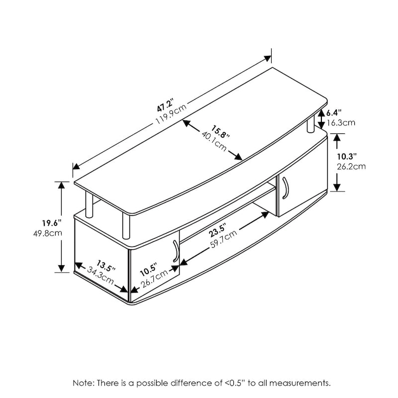 Furinno JAYA Mobile TV Stand con 3 mensole, per TV fino a 55 pollici