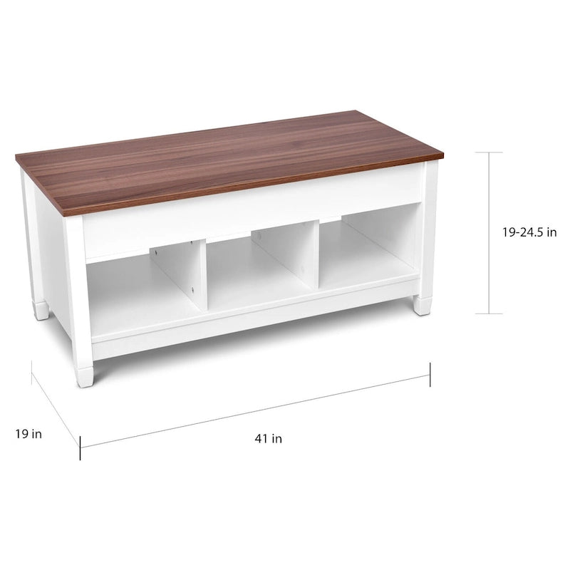 Lift-Top Coffee Table with Storage - Espresso/White - 41"W
