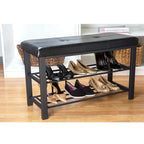Panca da ingresso semplificata con scarpiera, colore nero - 32x 12.6x 18