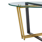 Armen Living Devi Round Glass Brushed Stainless Steel and Iron Base Dining Table