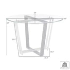 Armen Living Devi Round Glass Brushed Stainless Steel and Iron Base Dining Table