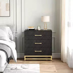 Cassettiera a 3 cassetti, comò in legno con contenitore per armadio, camera da letto, cassettiera moderna, comodino con maniglie dorate