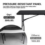 6 Foot Portable Folding Table HDPE Plastic Indoor Outdoor Fold-in-Half Black Seats 8 to 10