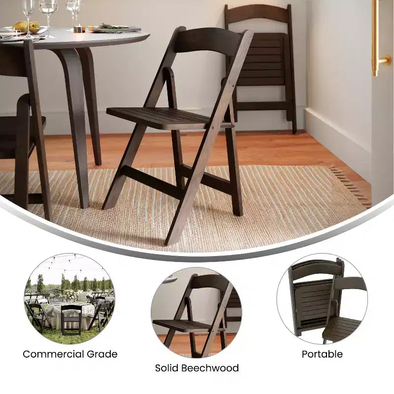 Flash Furniture Holden Commercial Grade Solid Wood Folding Dining Chair - Set of 2