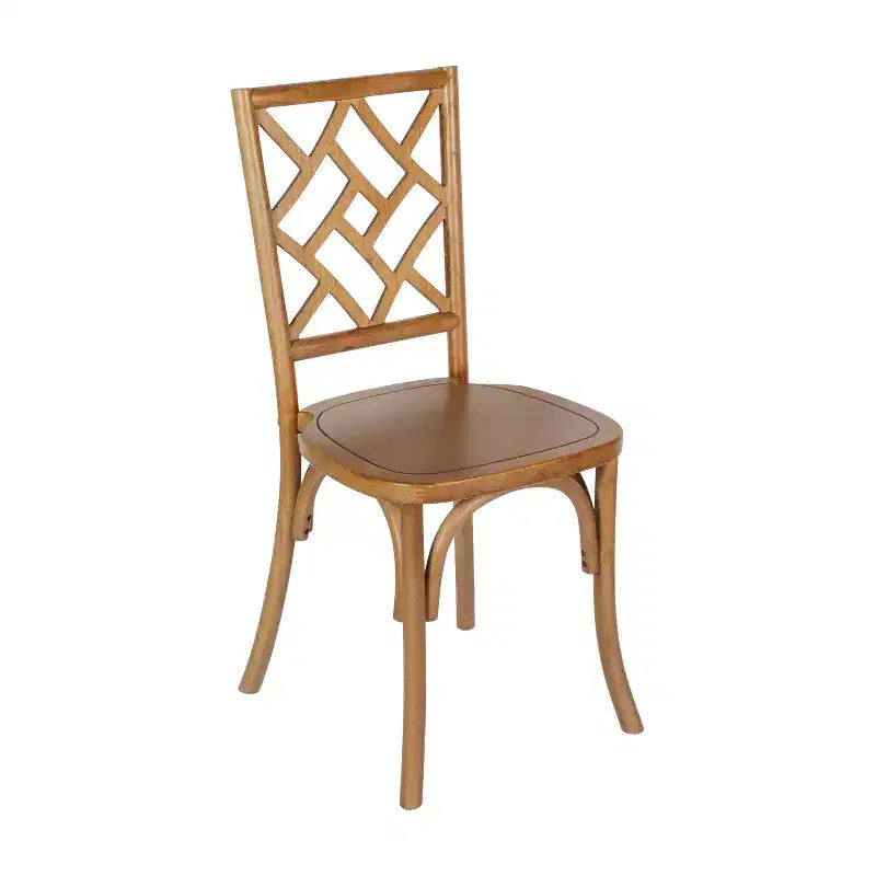 Flash Furniture Brooklyn Commercial Grade Solid Wood Stackable Dining Chair with Intricate Back Detail
