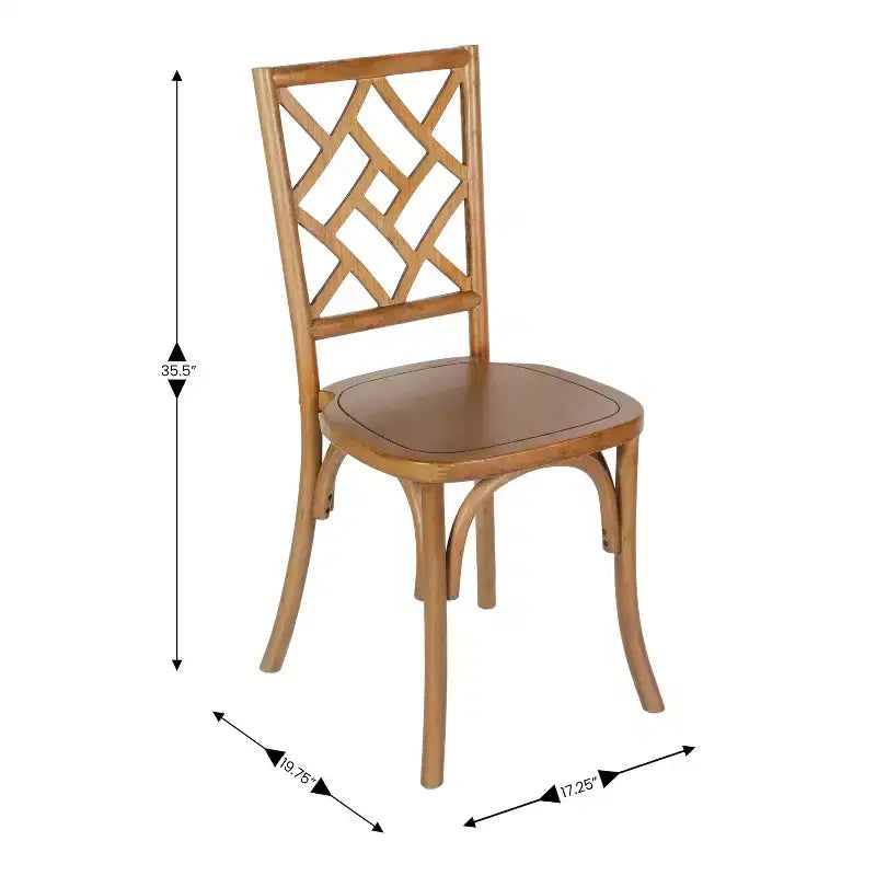 Flash Furniture Brooklyn Commercial Grade Solid Wood Stackable Dining Chair with Intricate Back Detail