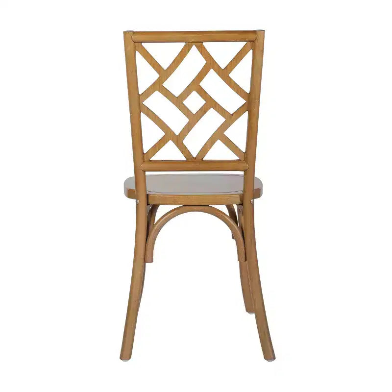 Flash Furniture Brooklyn Commercial Grade Solid Wood Stackable Dining Chair with Intricate Back Detail