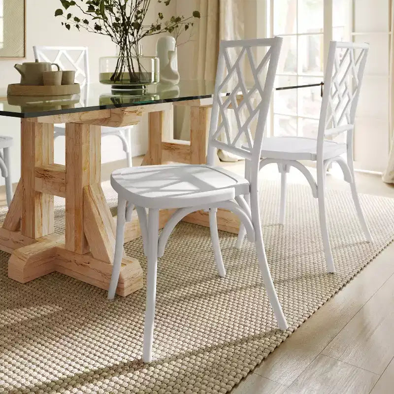 Flash Furniture Brooklyn Commercial Grade Solid Wood Stackable Dining Chair with Intricate Back Detail