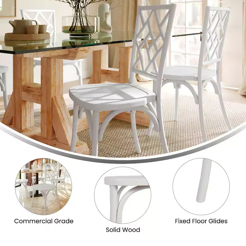 Flash Furniture Brooklyn Commercial Grade Solid Wood Stackable Dining Chair with Intricate Back Detail
