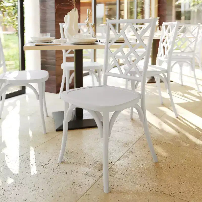 Flash Furniture Brooklyn Commercial Grade Solid Wood Stackable Dining Chair with Intricate Back Detail
