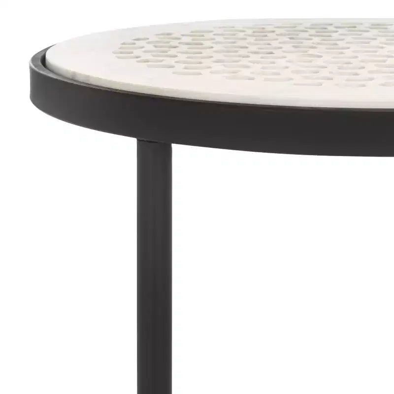 Elly Marble Cnc Side Table - ACC3712A - White Marble/Black - Safavieh