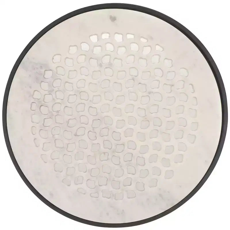 Elly Marble Cnc Side Table - ACC3712A - White Marble/Black - Safavieh