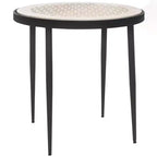 Elly Marble Cnc Side Table - ACC3712A - White Marble/Black - Safavieh
