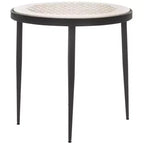 Elly Marble Cnc Side Table - ACC3712A - White Marble/Black - Safavieh