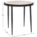 Elly Marble Cnc Side Table - ACC3712A - White Marble/Black - Safavieh