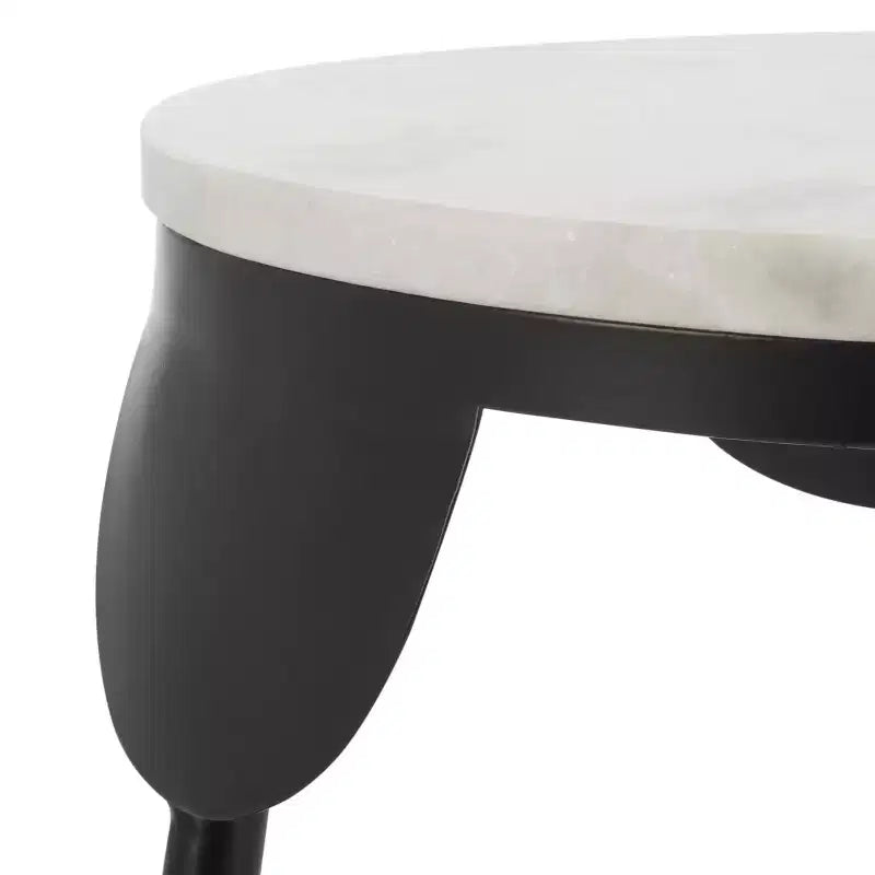 Everbrooke Round Accent Table - ACC4607A - White Marble/Black - Safavieh