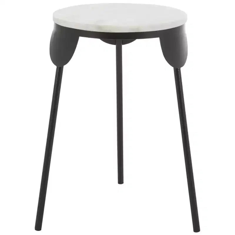 Everbrooke Round Accent Table - ACC4607A - White Marble/Black - Safavieh