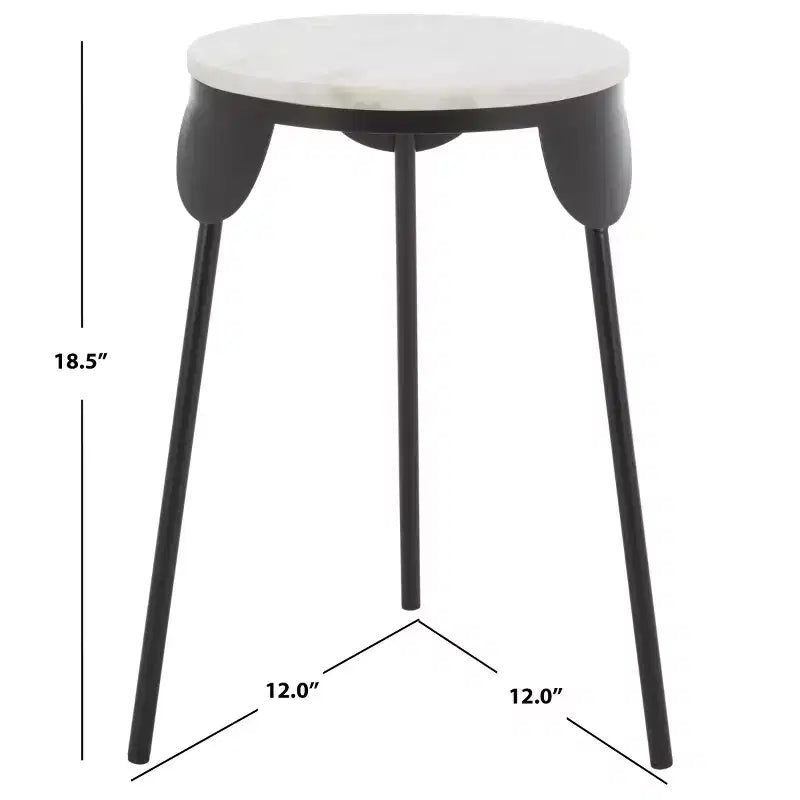 Everbrooke Round Accent Table - ACC4607A - White Marble/Black - Safavieh