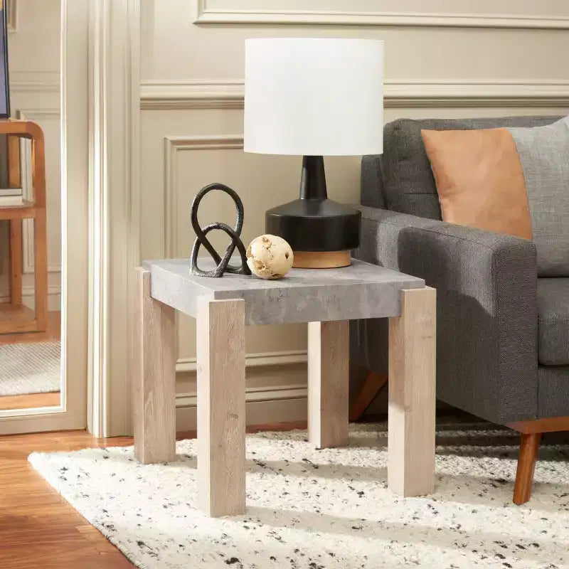 Coromio End Table - ACC7005A - Light Grey/Natural - Safavieh
