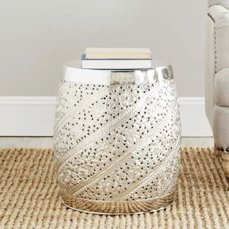 Liam Etched Stool - FOX4507 - Nickle - Safavieh Couture
