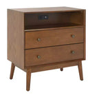 Scully 2 Drawer 1 Shelf Chest W/ Usb - CHS6417 - Medium Oak/Antique Gold - Safavieh