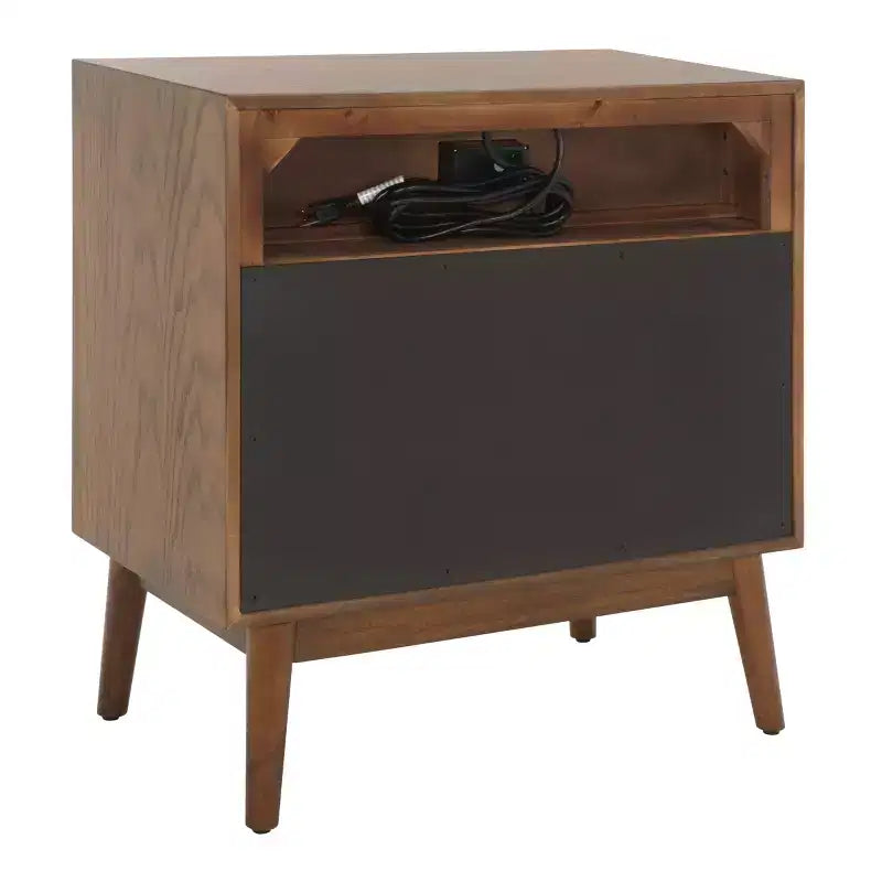 Scully 2 Drawer 1 Shelf Chest W/ Usb - CHS6417 - Medium Oak/Antique Gold - Safavieh