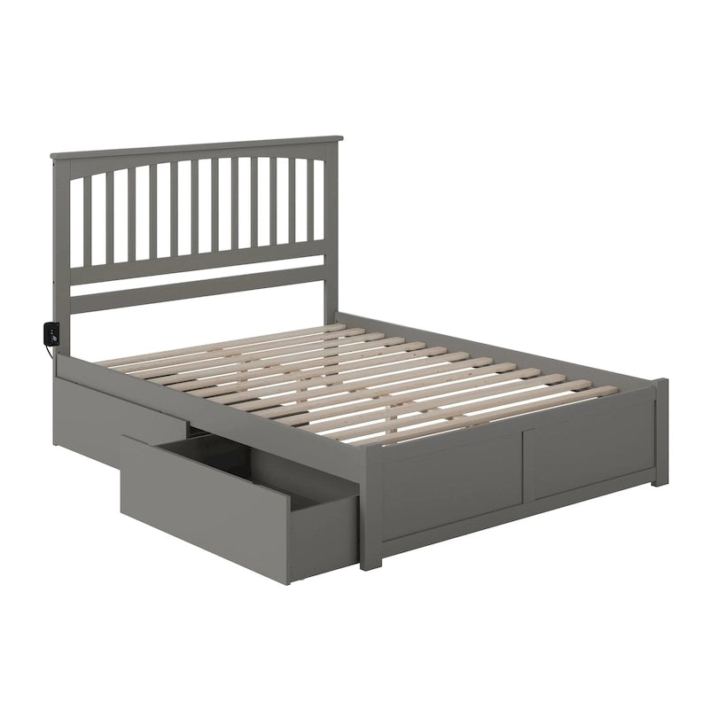 Letto a piattaforma Mission King con 2 cassetti, grigio