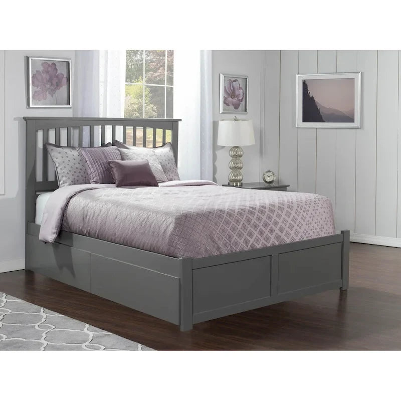 Letto a piattaforma Mission King con 2 cassetti, grigio