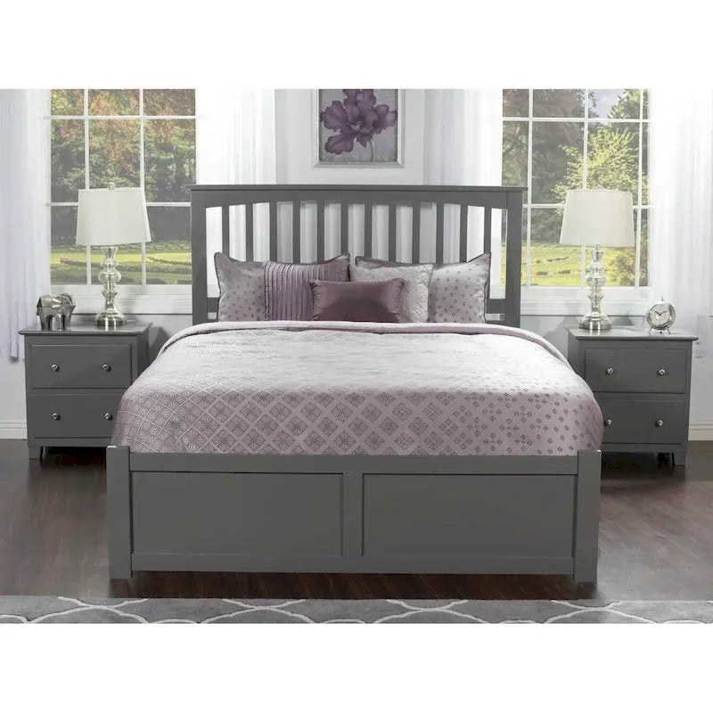 Letto a piattaforma Mission King con 2 cassetti, grigio