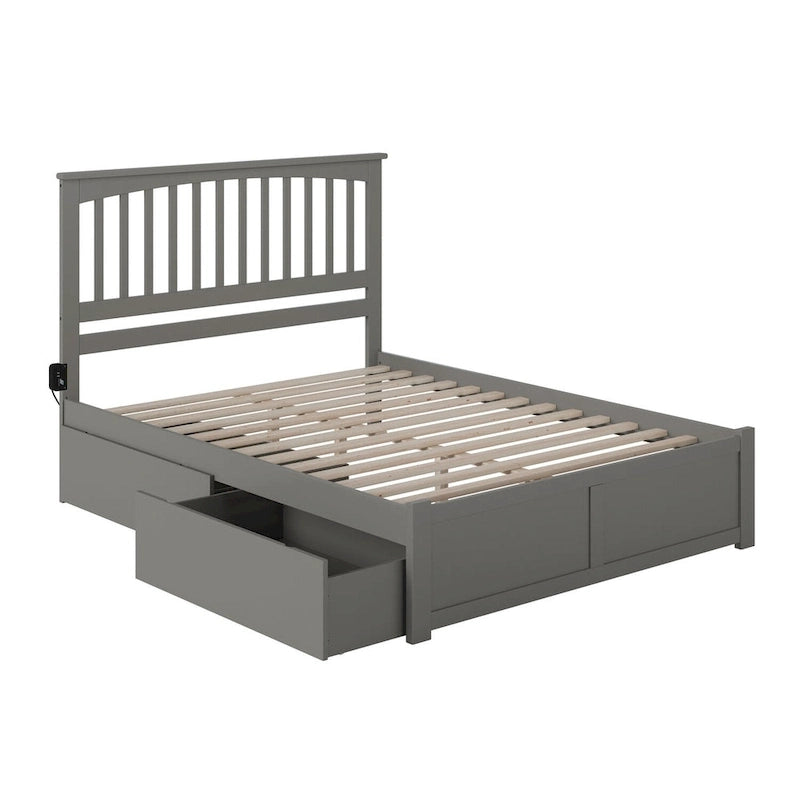 Letto a piattaforma Mission King con 2 cassetti, grigio