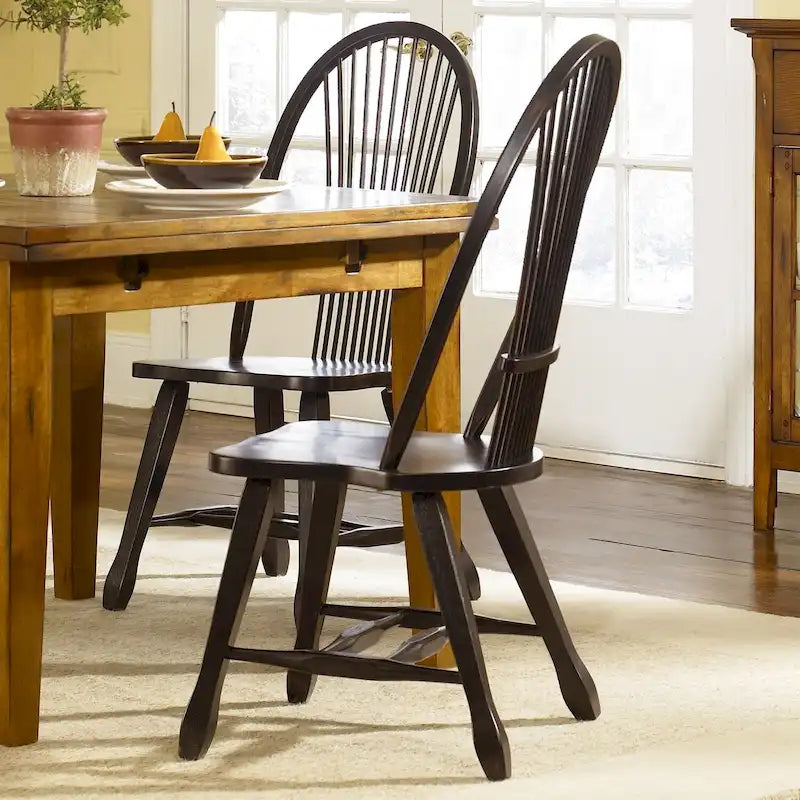 Sedie da pranzo Treasures Rustic nere con schienale a fascio (set da 2)