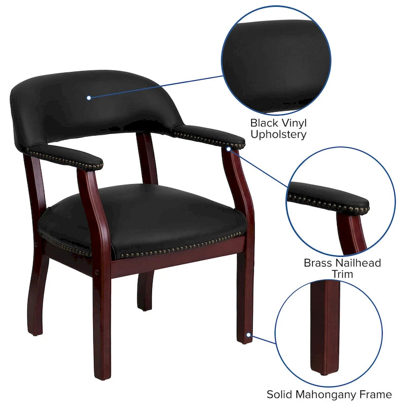 Sedia da conferenza con finitura decorativa sui braccioli