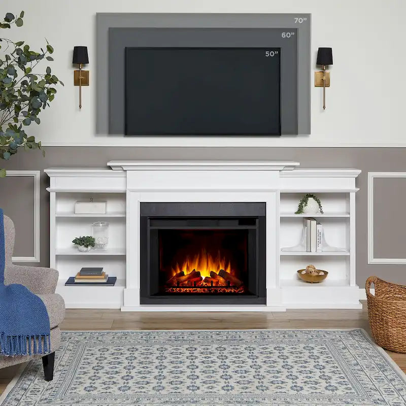 Ashton 93 Grand Camillo Camino Elettrico con Mobiletto Bianco di Real Flame