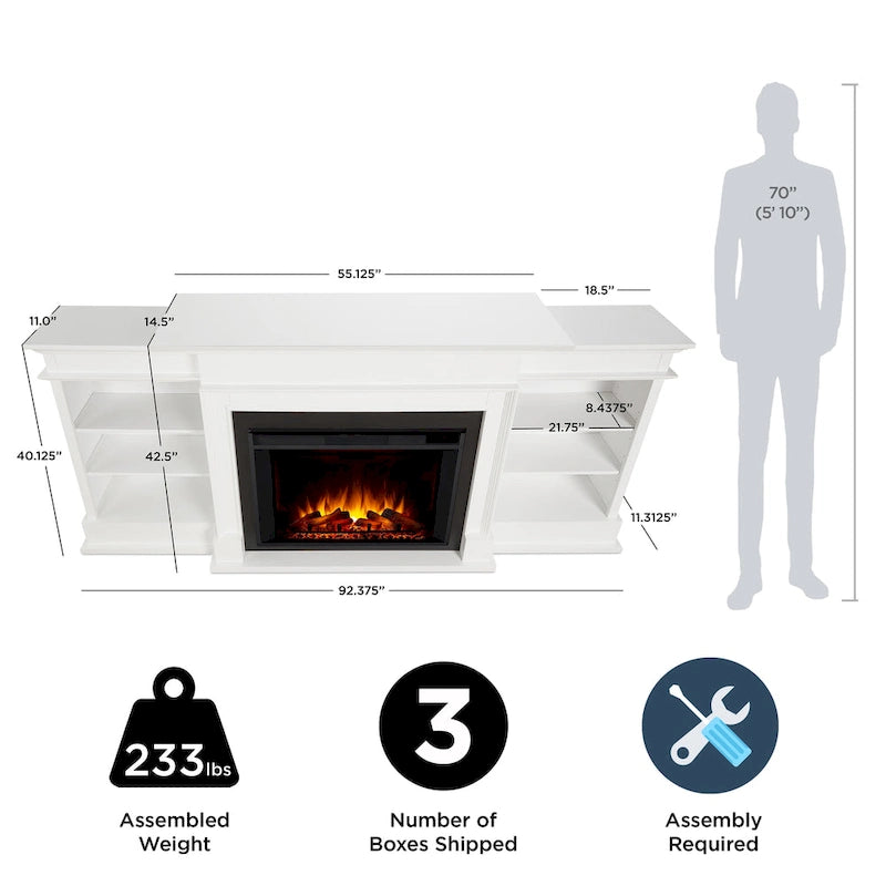 Ashton 93 Grand Camillo Camino Elettrico con Mobiletto Bianco di Real Flame
