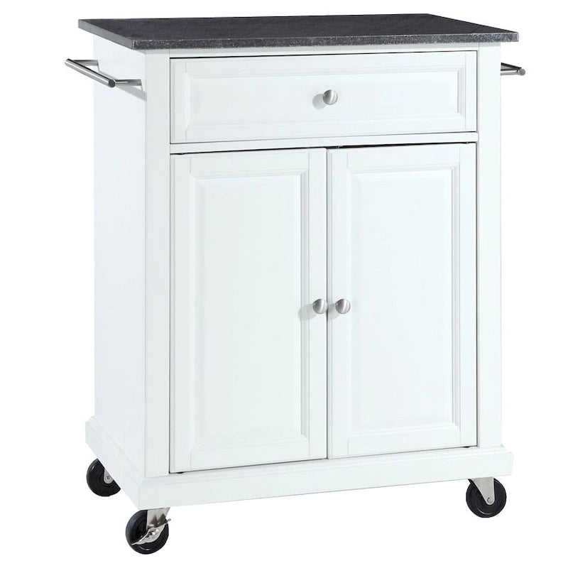 Carrello/Isola da Cucina Crosley con Finitura Bianca/Top in Granito Nero Massiccio - 18p x 31l x 35,5h