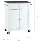 Carrello/Isola da Cucina Crosley con Finitura Bianca/Top in Granito Nero Massiccio - 18p x 31l x 35,5h