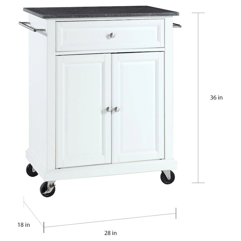Carrello/Isola da Cucina Crosley con Finitura Bianca/Top in Granito Nero Massiccio - 18p x 31l x 35,5h