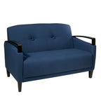 OSP Home Furnishings Main St. Loveseat with EasyClean Interlace Fabric & Espresso Finish Wood Arms & Legs