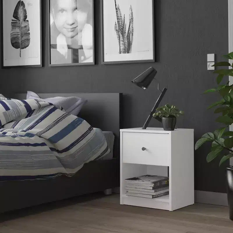 Tvilum, Portland 1 Drawer Nightstand, White