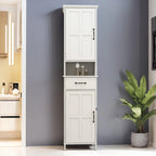 64.96Tall Narrow Storage Cabinet, Bathroom Slim Floor Freestanding Cabinet with Two Doors for Bathroom,White