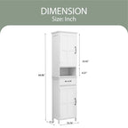 64.96Tall Narrow Storage Cabinet, Bathroom Slim Floor Freestanding Cabinet with Two Doors for Bathroom,White