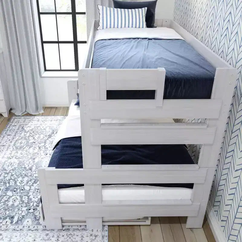 Plank+Beam Solid Wood Farmhouse Twin over Full Bunk Bed Bed with Trundle